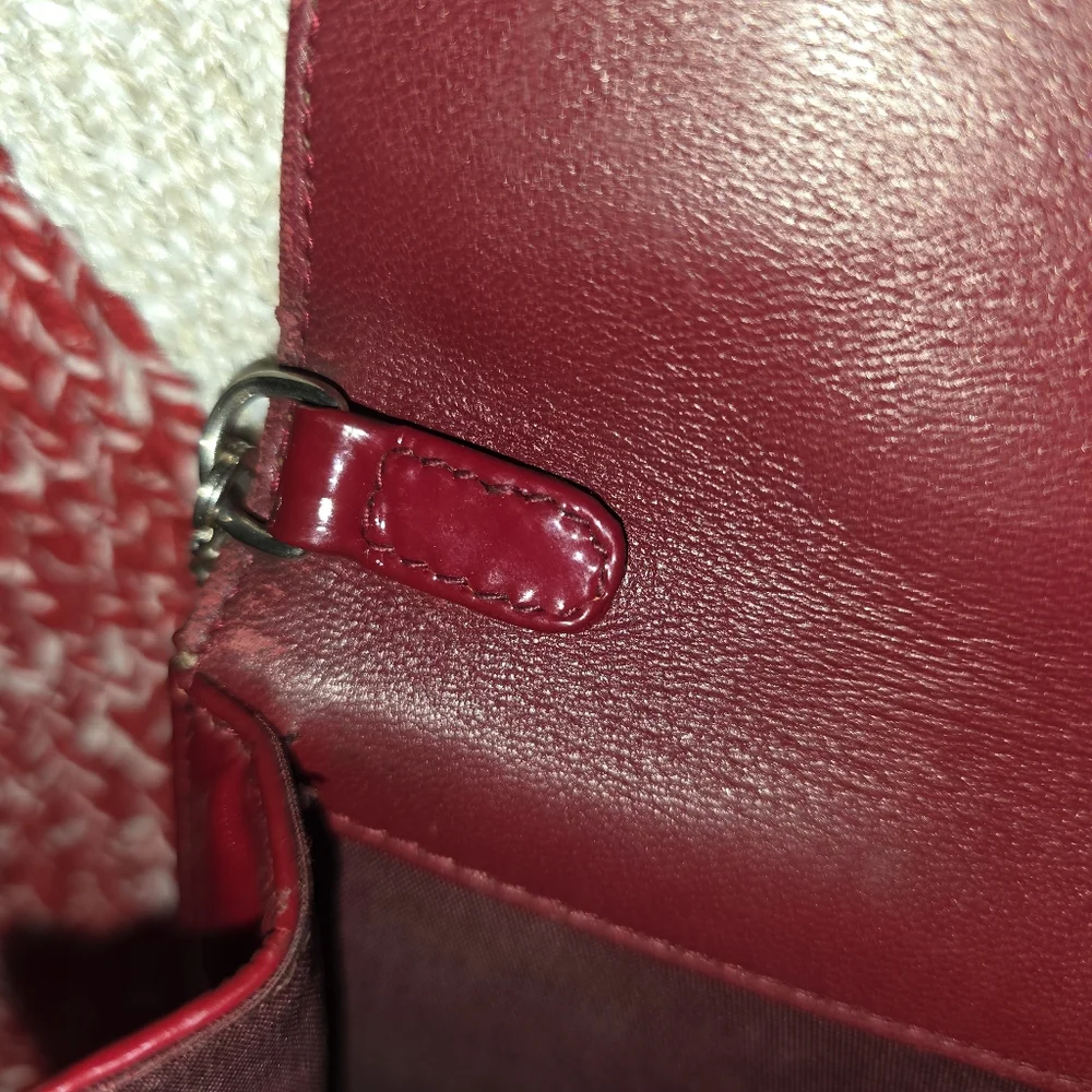 Pre-owned Authenic DIOR Red Patent Cannage Lady Dior Convertible Clutch - Picture 13 of 14